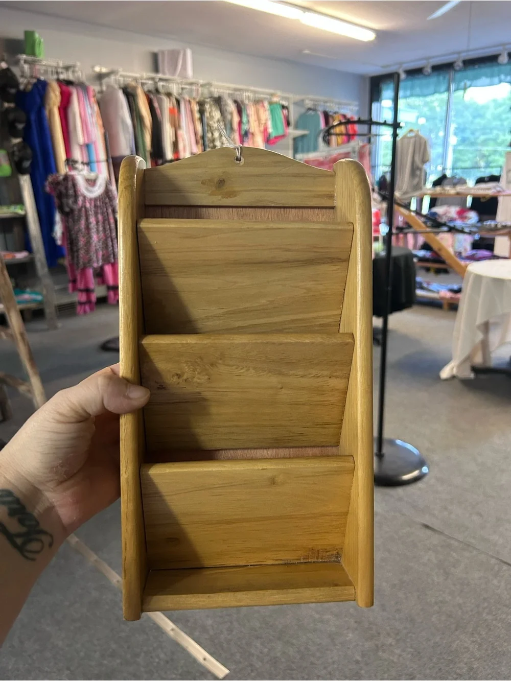 Natural Wood Wall Mail & Magazine Organizer